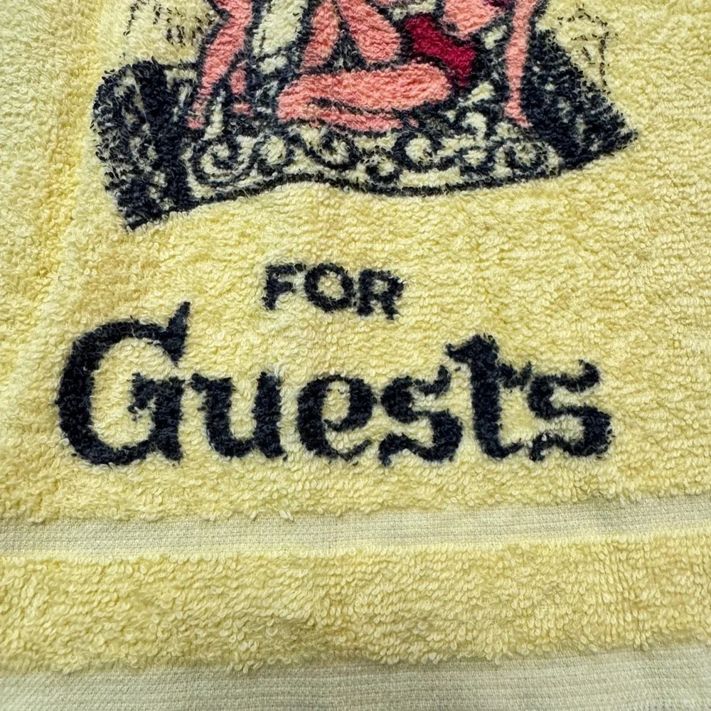 Cannon Yellow Novelty Hand Towel Set 3 Boss Slave Guests Harem Pinup Vintage